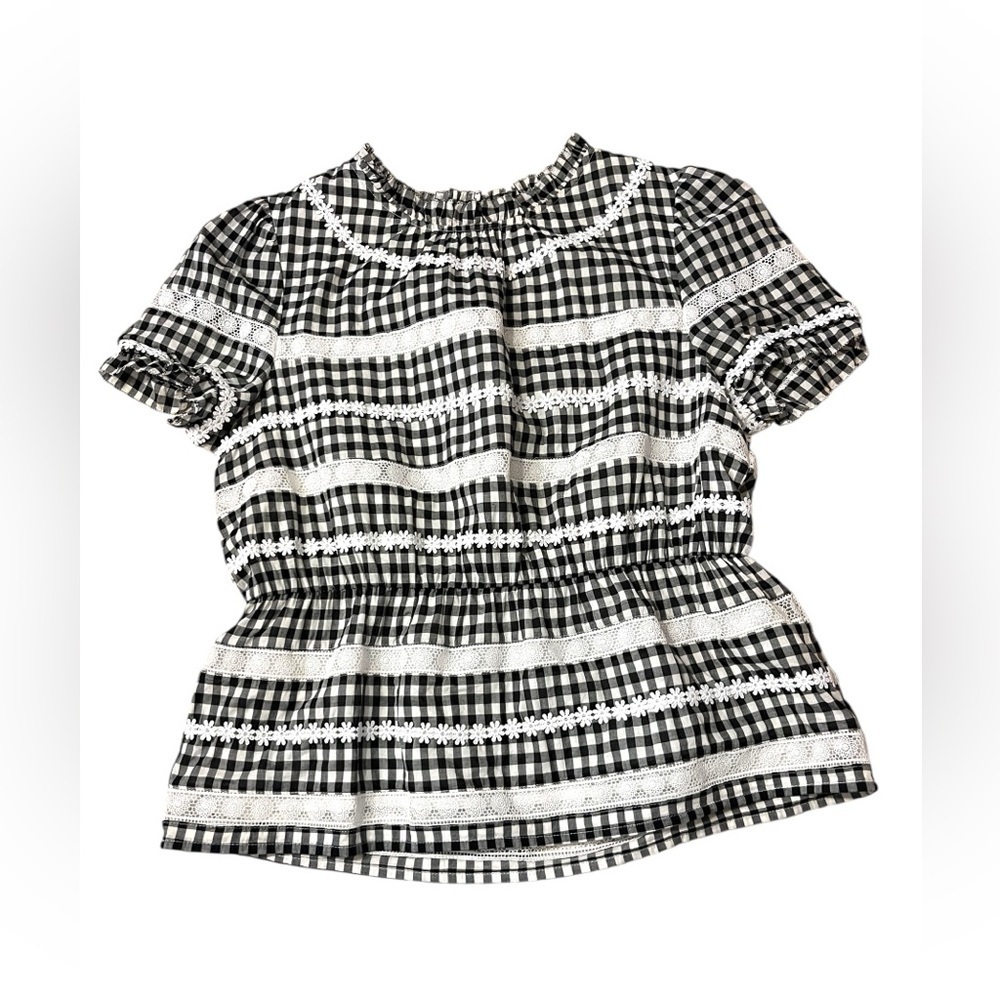 J. Crew Daisy-chain peplum top in gingham Sz S